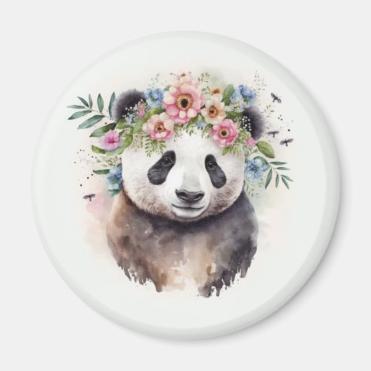 Panda Flowers Watercolor             Magneet (Voorkant)