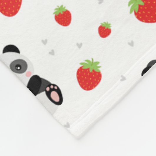 Panda fofo com morango fleece deken (Hoek)