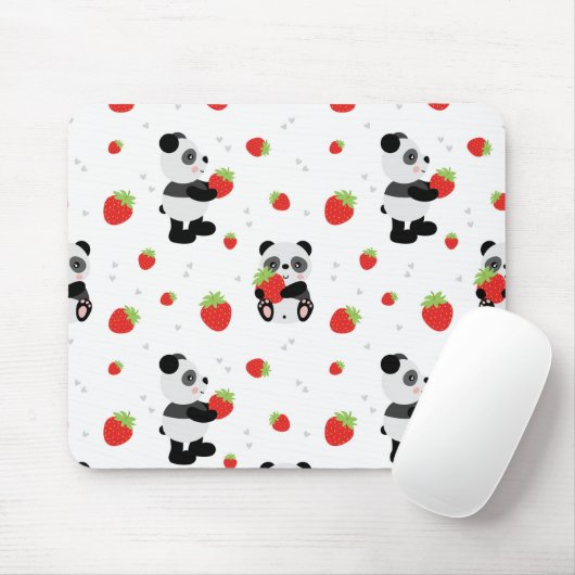 Panda fofo com morango muismat (Met muis)