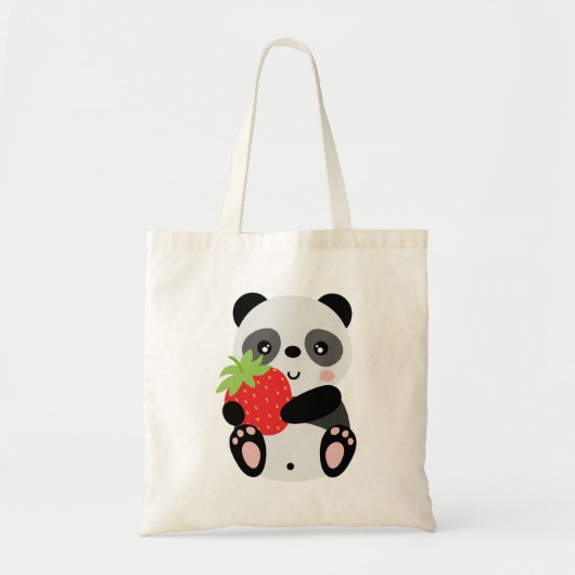 Panda fofo com morango tote bag (Voorkant)