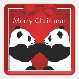 Panda Friends Couple Kerst sticker