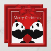 Panda Friends Couple kerstgroet Feestdagenkaart (Voorkant / Achterkant)