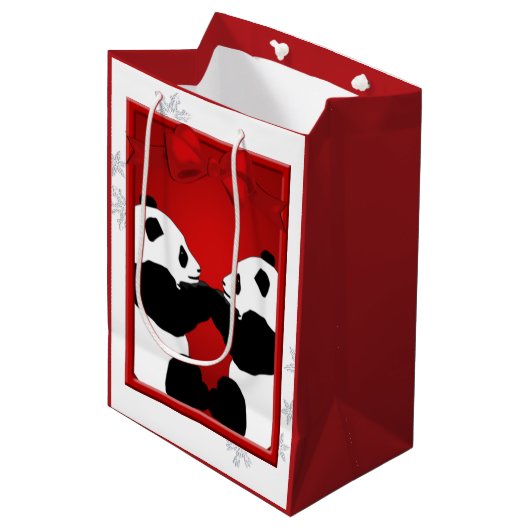 Panda Friends Kerstmis Med GB Medium Cadeauzakje (Voorkant Gekanteld)