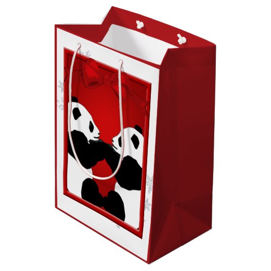 Panda Friends Kerstmis Med GB Medium Cadeauzakje (Achterkant Gekanteld)