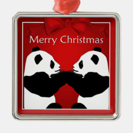 Panda Friends kerstpremium-Ornament Metalen Ornament