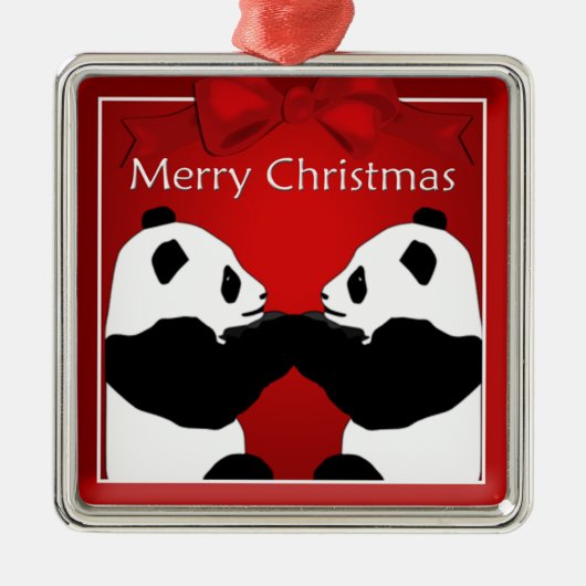 Panda Friends kerstpremium-Ornament Metalen Ornament (Voorkant)