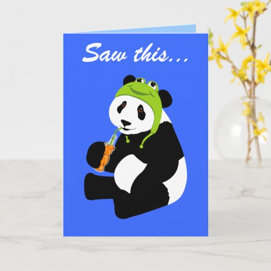 Panda Frog Pet (Verjaardag) Kaart (Gele Bloem)