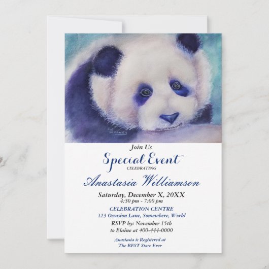 PANDA FUN PARTY EVENT INVITE KAART (Voorkant)