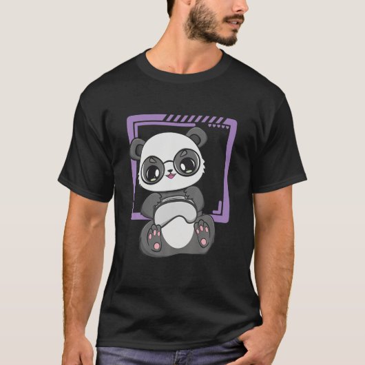 Panda Gamer op het werk Beer Kawaii Enviromentalis T-shirt (Voorkant)