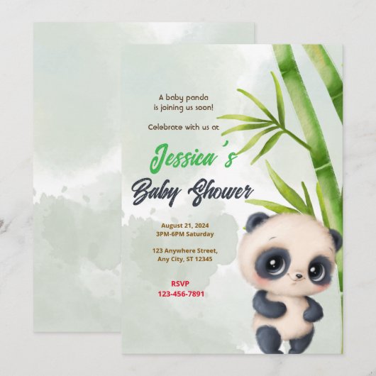 Panda Garden Baby shower Kaart (Voorkant / Achterkant)