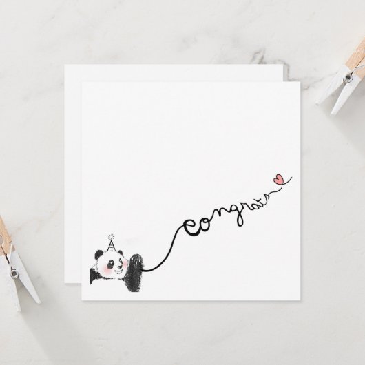 Panda Gefeliciteerd Kaart (Voorkant / Achterkant in situ)