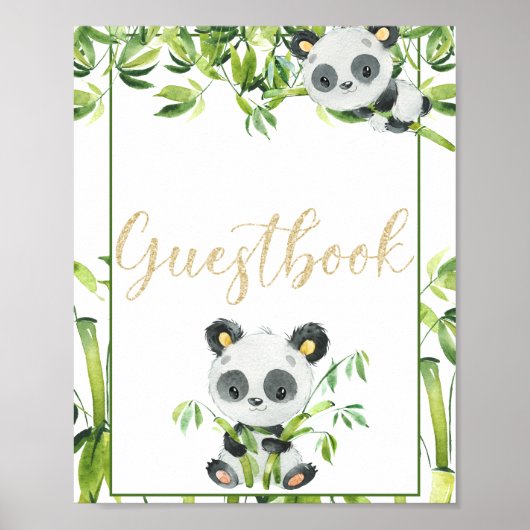 Panda Gender Neutral Baby shower Guestbook Poster (Voorkant)