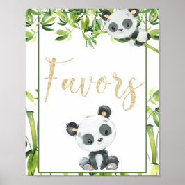 Panda Genderneutraal Baby shower Birthday Favors Poster