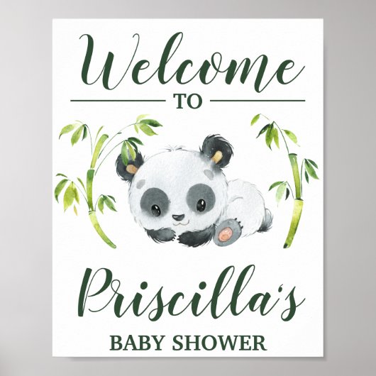 Panda Genderneutraal Baby shower Welkom Poster (Voorkant)