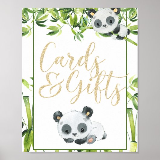Panda Genderneutrale Baby shower Kaarten en cadeau Poster (Voorkant)