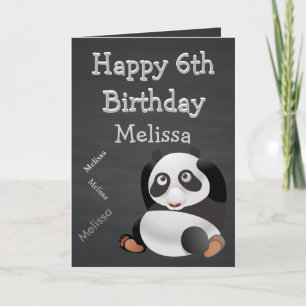 Panda Gepersonaliseerde naam Kind Birthday Chalkbo Kaart