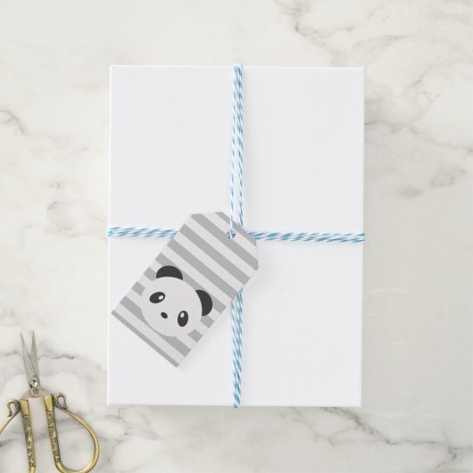 Panda gestreepte cadeau labels cadeaulabel (Met Touw)