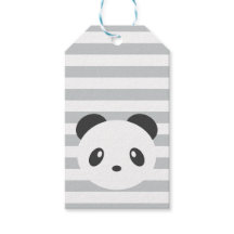 Panda gestreepte cadeau labels