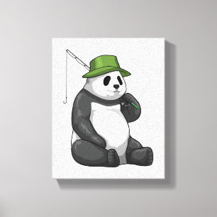 Panda Gevist met Geviste staaf Canvas Afdruk