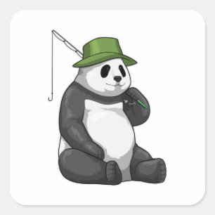 Panda Gevist met Geviste staaf Vierkante Sticker