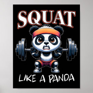 Panda Gewichtheffen Fitness Grappige Gym Quote Squ Poster