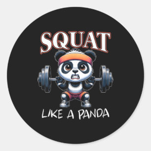 Panda Gewichtheffen Fitness Grappige Gym Quote Squ Ronde Sticker