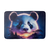 Panda Gezicht met surrealistisch bos en zonsonderg Badmat (Voorkant)