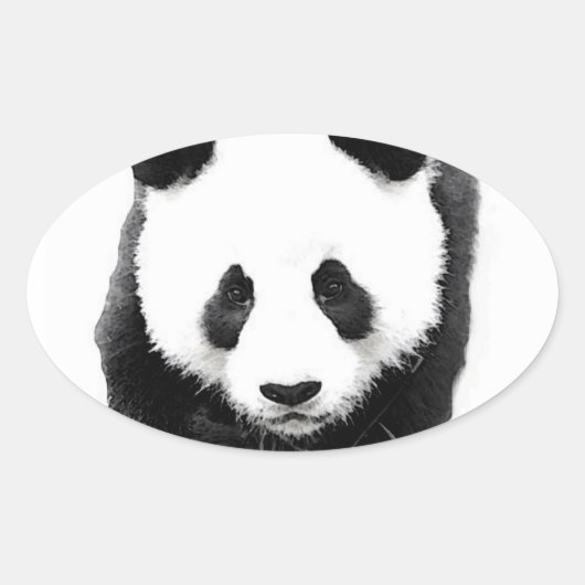 Panda Gezicht Ovale Sticker (Voorkant)