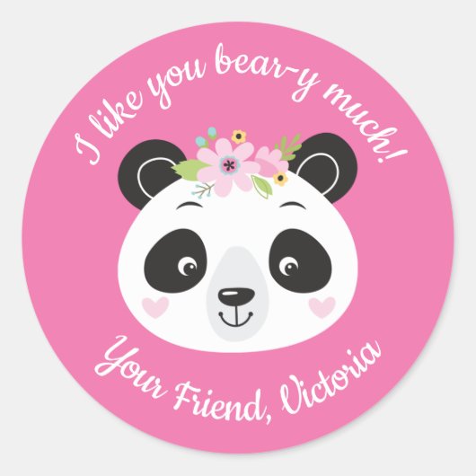 Panda Gezicht Schattigee Kinder Valentijnsdag Stic Ronde Sticker (Voorkant)