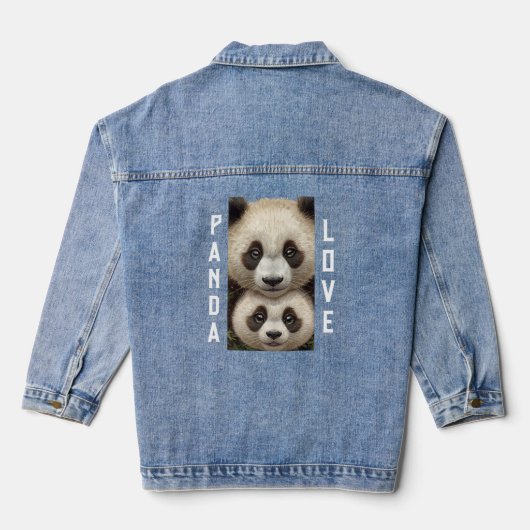 Panda gezichten ouder en kind denim jacket (Achterkant)