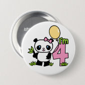 Panda Girl 4th Birthday Ronde Button 7,6 Cm (Voorkant /achterkant)