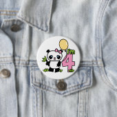 Panda Girl 4th Birthday Ronde Button 7,6 Cm (In situ)