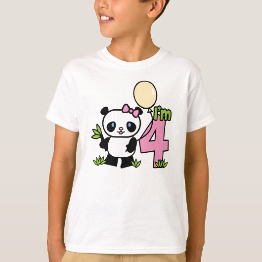 Panda Girl 4th Birthday T-shirt (Voorkant)