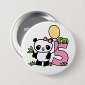 Panda Girl 6th Birthday Ronde Button 7,6 Cm (Voorkant /achterkant)
