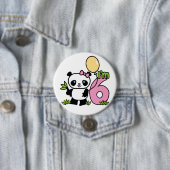 Panda Girl 6th Birthday Ronde Button 7,6 Cm (In situ)