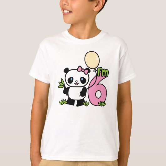 Panda Girl 6th Birthday T-shirt (Voorkant)