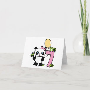 Panda Girl 7th Birthday Fill-in Invitation Bedankkaart