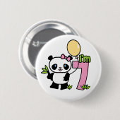 Panda Girl 7th Birthday Ronde Button 5,7 Cm (Voorkant /achterkant)