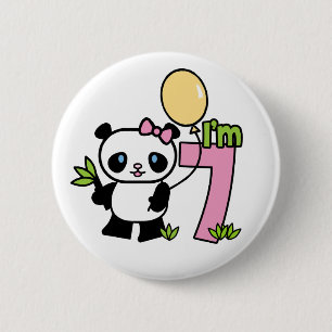 Panda Girl 7th Birthday Ronde Button 5,7 Cm