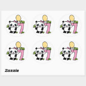 Panda Girl 7th Birthday Ronde Sticker (Vel)