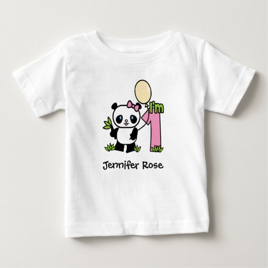 Panda Girl Eerste Verjaardag Baby T-shirt (Voorkant)