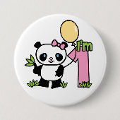 Panda Girl First Birthday Button (Voorkant)