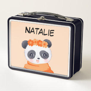 Panda Girl Oranje Metal Lunch Box