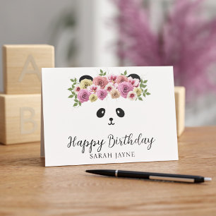 Panda Girl Persoonlijke Happy Birthday Kaart