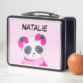 Panda Girl Pink Metal Lunch Box (In situ)