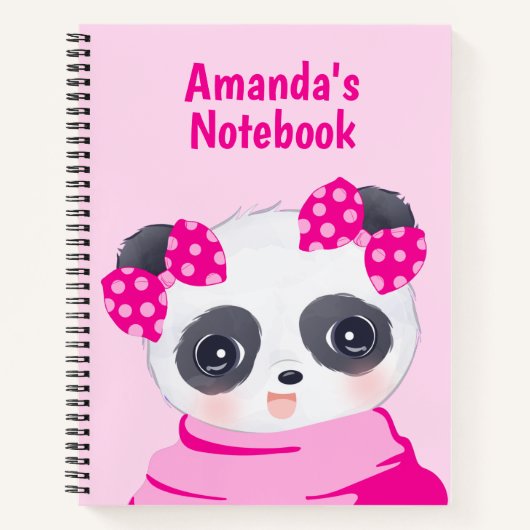 Panda Girl Pink Notitieboek (Voorkant)