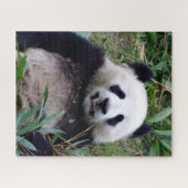 Panda glimlacht tijdens de lunch met Bamboo (puzze Legpuzzel (Horizontaal)
