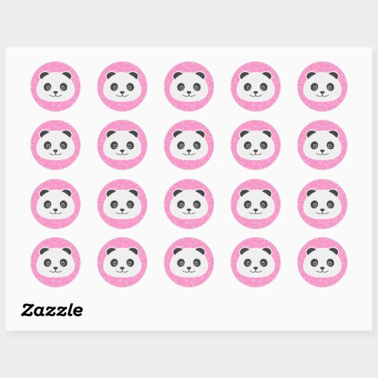 Panda Glitter Ronde Sticker (Vel)