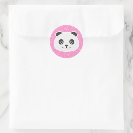 Panda Glitter Ronde Sticker (Tas)