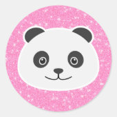 Panda Glitter Ronde Sticker (Voorkant)